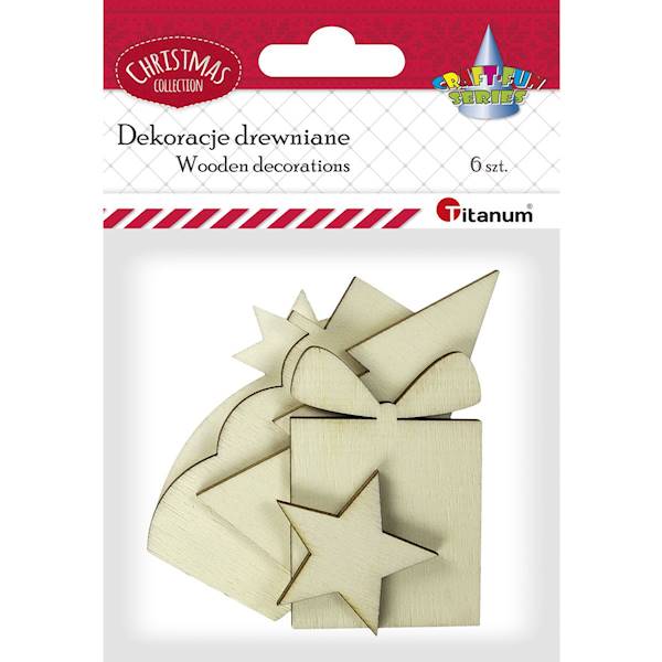 Dekoracje drewniane Titanum święta 6 szt.