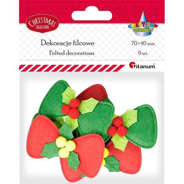 Dekoracje filcowe Titanum święta kokardy 6 szt.