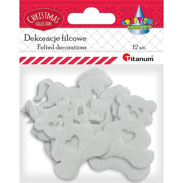 Dekoracje filcowe Titanum białe mix kształtów