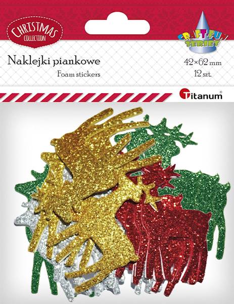 Naklejki piankowe Titanum święta renifery 12 szt.