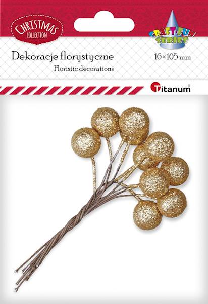 Dekoracje florystyczne Titanum złota kulka na piku