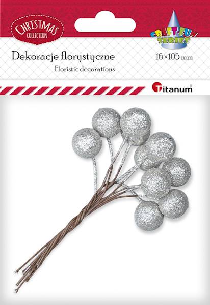 Dekoracje florystyczne Titanum kulka na piku srebr