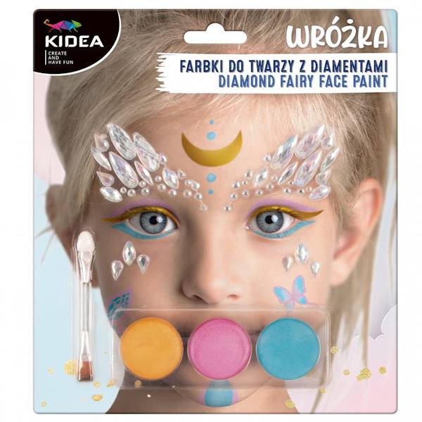 Farby do twarzy z diamentami Kidea 3 kol. wróżka