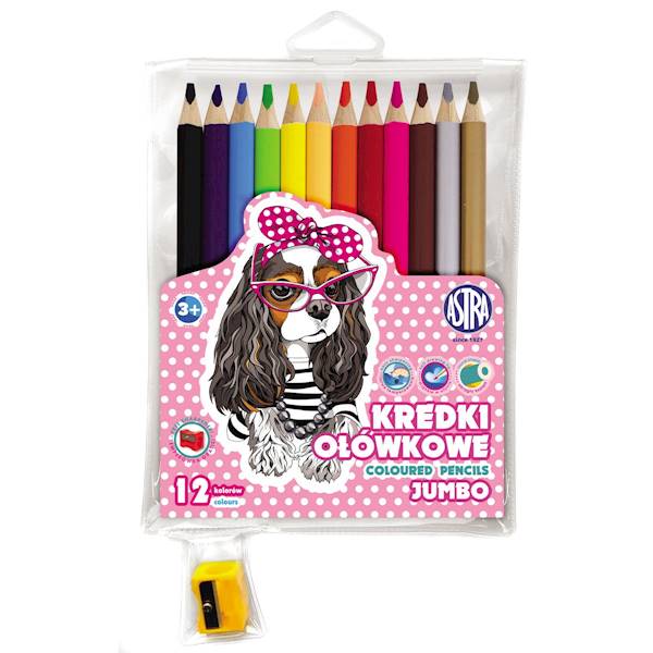Kredki ołówkowe Astrakids 12 kolorów Jumbo piesek