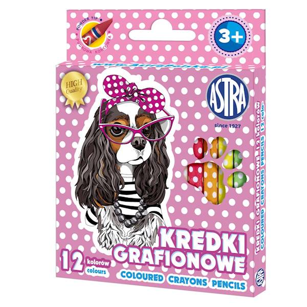 Kredki grafionowe Astrakids 12 kolorów piesek