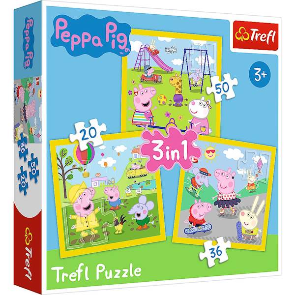 Puzzle Trefl Świnka Peppa 106 el. 3 obrazki w 1