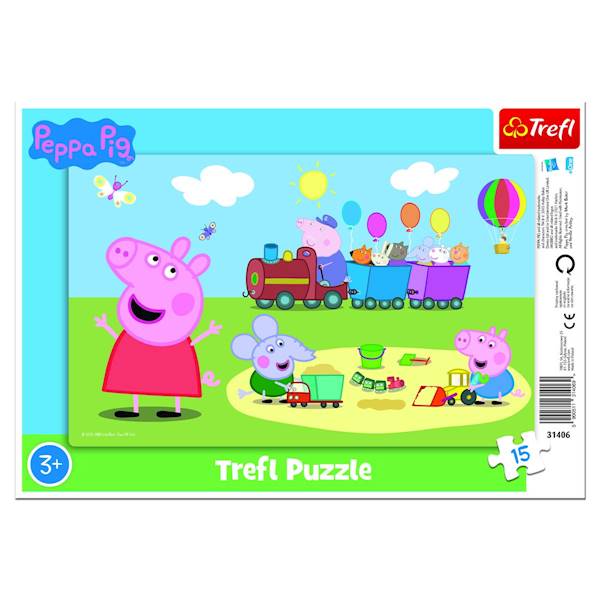 Puzzle Trefl Świnka Peppa wesoły pociąg 15 el.