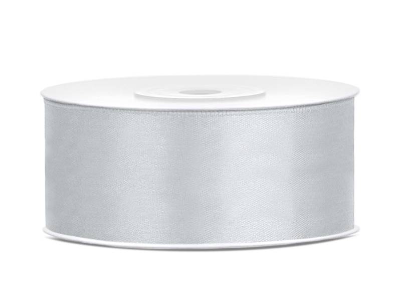 Wstążka satynowa srebrna 25mm x 25m