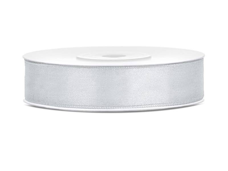 Wstążka satynowa srebrna 12mm x 25m