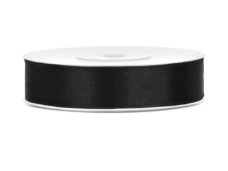 Wstążka satynowa czarna 12mm x 25m