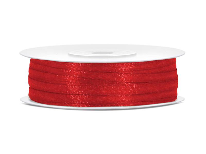 Wstążka satynowa czerwona 3mm x 50m 