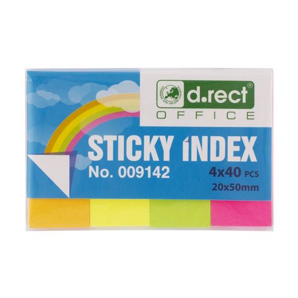 Zakładki indeksujące D.RECT 20x50mm 4x40 szt. 