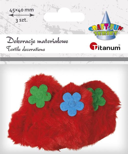 Dekoracje materiałowe Titanum serca 3 szt.