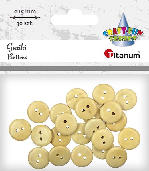 Guziki Titanum drewniane 30 szt. 15 mm