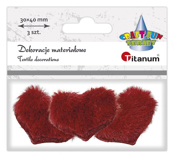 Dekoracje materiałowe Titanum 3 serca futerkowe 