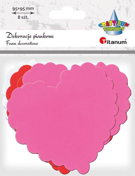 Dekoracje piankowe Titanum serce 8 szt.