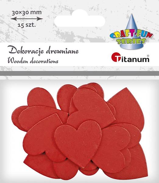 Dekoracje drewniane Titanum czerwone serca 