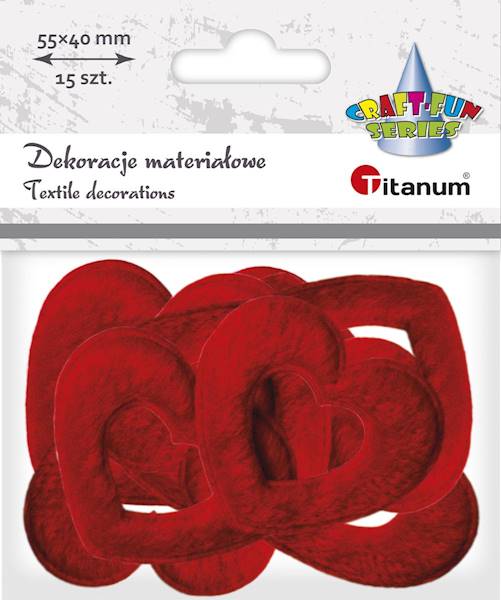 Dekoracje materiałowe Titanum serca 15 szt.