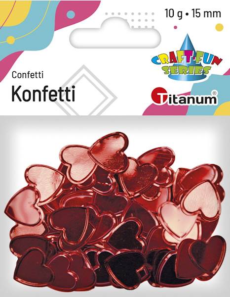 Konfetti Titanum czerwone serca 15mm