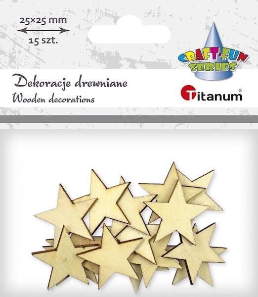 Dekoracje drewniane Titanum gwiazdki 15 szt.