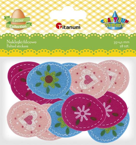 Naklejki filcowe Titanum pisanki 18 szt.