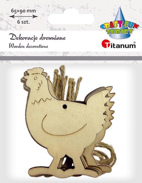 Dekoracje drewniane Titanum 6 szt. kury
