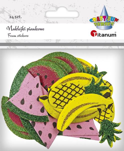 Naklejki piankowe Titanum brokatowe owoce 24 szt.