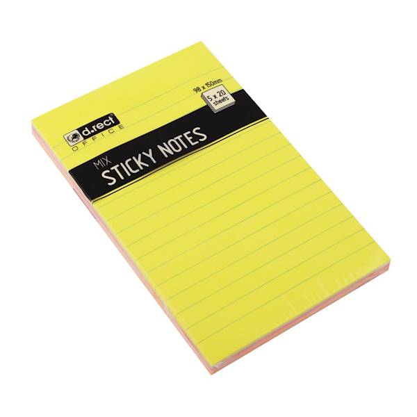 Notes samoprzylepny D.RECT 98x150mm neon w linie