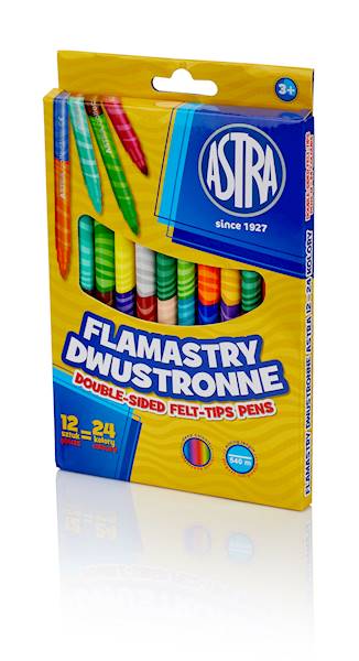 Flamastry ASTRA dwustronne 12 szt. / 24 kol.