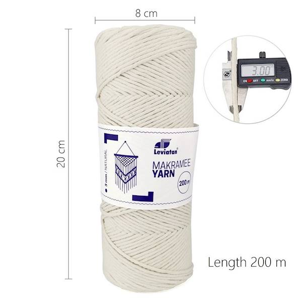 Sznurek do makramy 3mm/200m naturalny