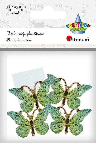 Dekoracje plast. samoprzyl. Titanum motyle zielone