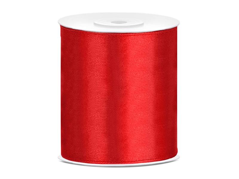 Wstążka satynowa czerwona 100 mm x 25 m