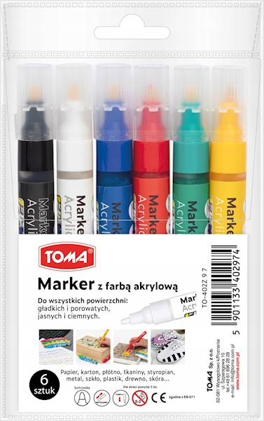 Markery akrylowe TOMA zestaw 6 szt.