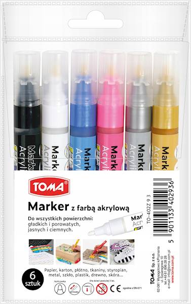 Markery akrylowe TOMA zestaw 6 szt.