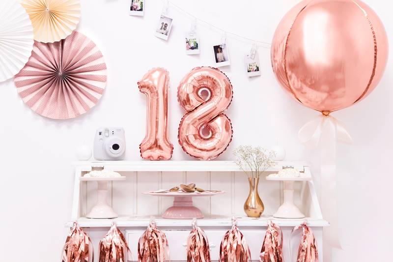 Balon foliowy Cyfra ''8'', 35cm, różowe złoto