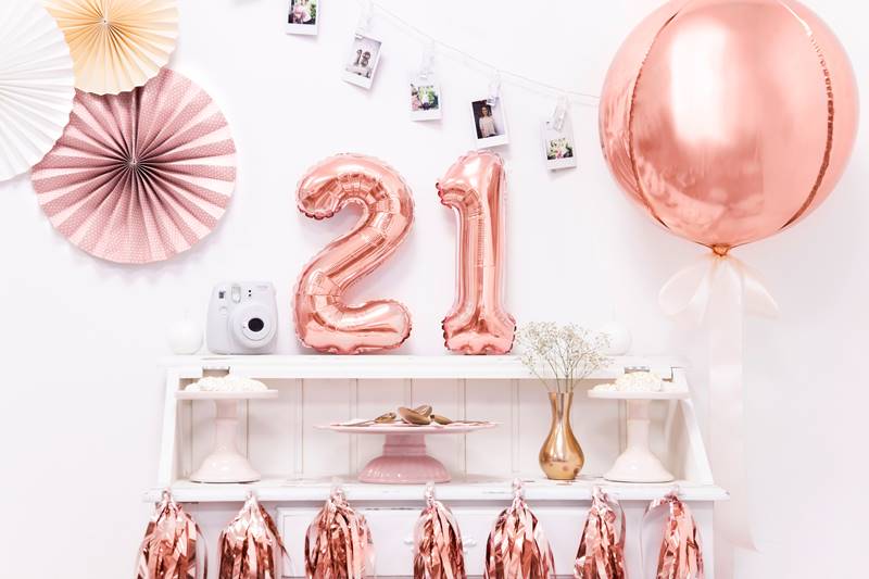 Balon foliowy Cyfra ''2'', 35cm, różowe złoto