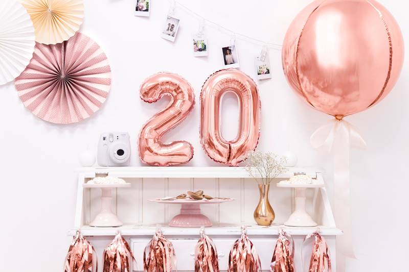 Balon foliowy Cyfra ''2'', 35cm, różowe złoto