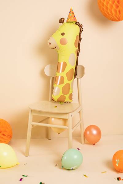 Balon foliowy Cyfra 1 - Żyrafa, 42x90 cm, mix