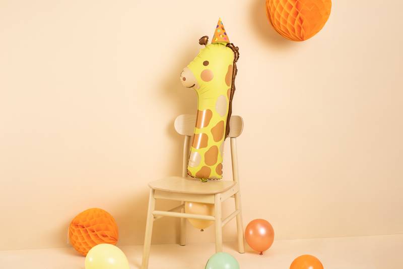 Balon foliowy Cyfra 1 - Żyrafa, 42x90 cm, mix