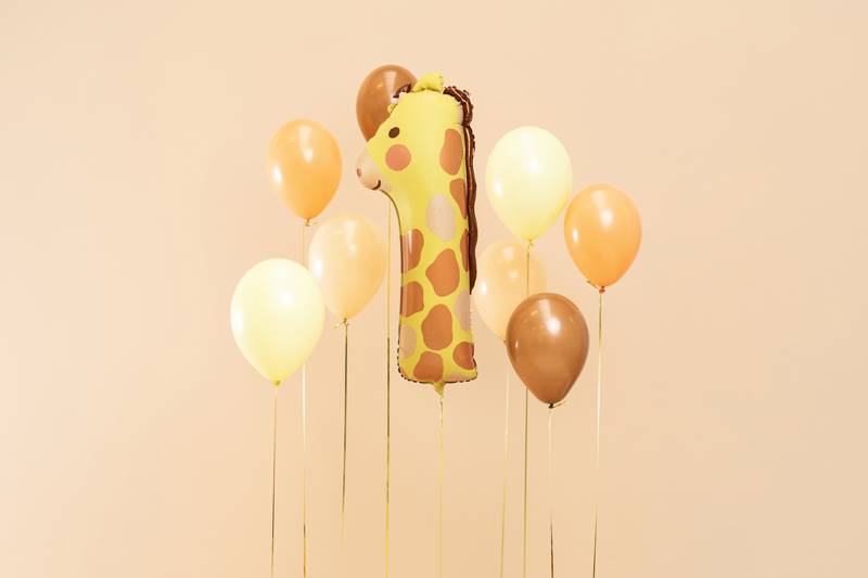 Balon foliowy Cyfra 1 - Żyrafa, 42x90 cm, mix