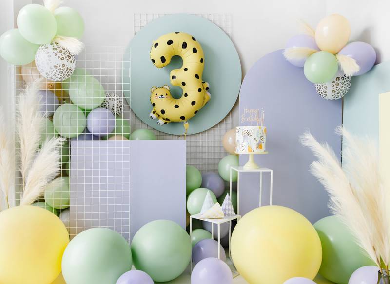 Balon foliowy Cyfra 3 - Gepard, 68x98 cm, mix