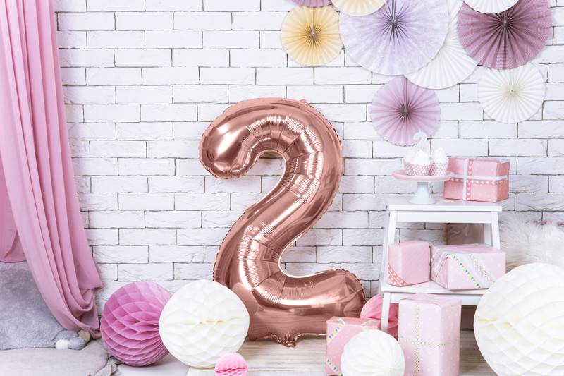 Balon foliowy Cyfra ''2'', 86cm, różowe złoto