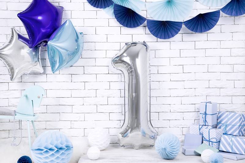 Balon foliowy Cyfra ''1'', 86cm, srebrny