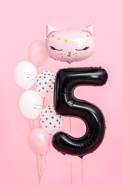 Balon foliowy Cyfra ''5'', 86cm, czarny