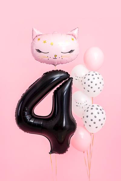 Balon foliowy Cyfra ''4'', 86cm, czarny
