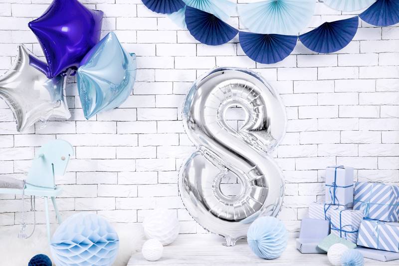 Balon foliowy Cyfra ''8'', 86cm, srebrny