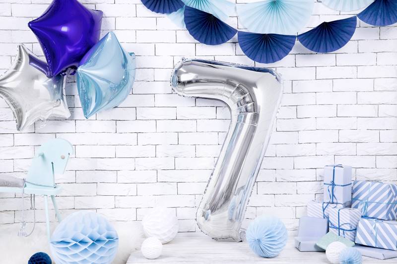 Balon foliowy Cyfra ''7'', 86cm, srebrny