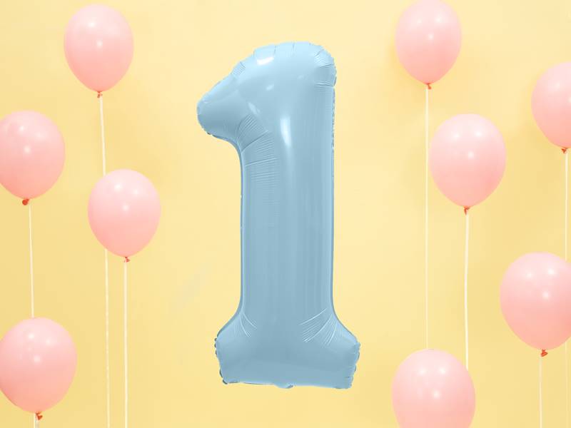 Balon foliowy Cyfra ''1'', 86cm, jasny niebieski
