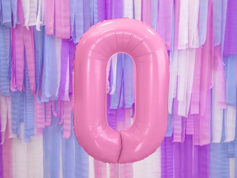 Balon foliowy Cyfra ''0'', 86cm, różowy