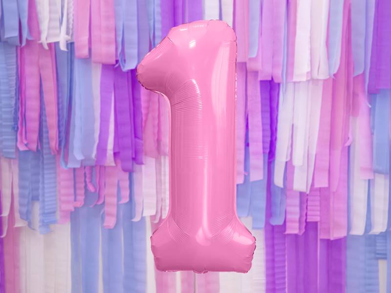 Balon foliowy Cyfra ''1'', 86cm, różowy